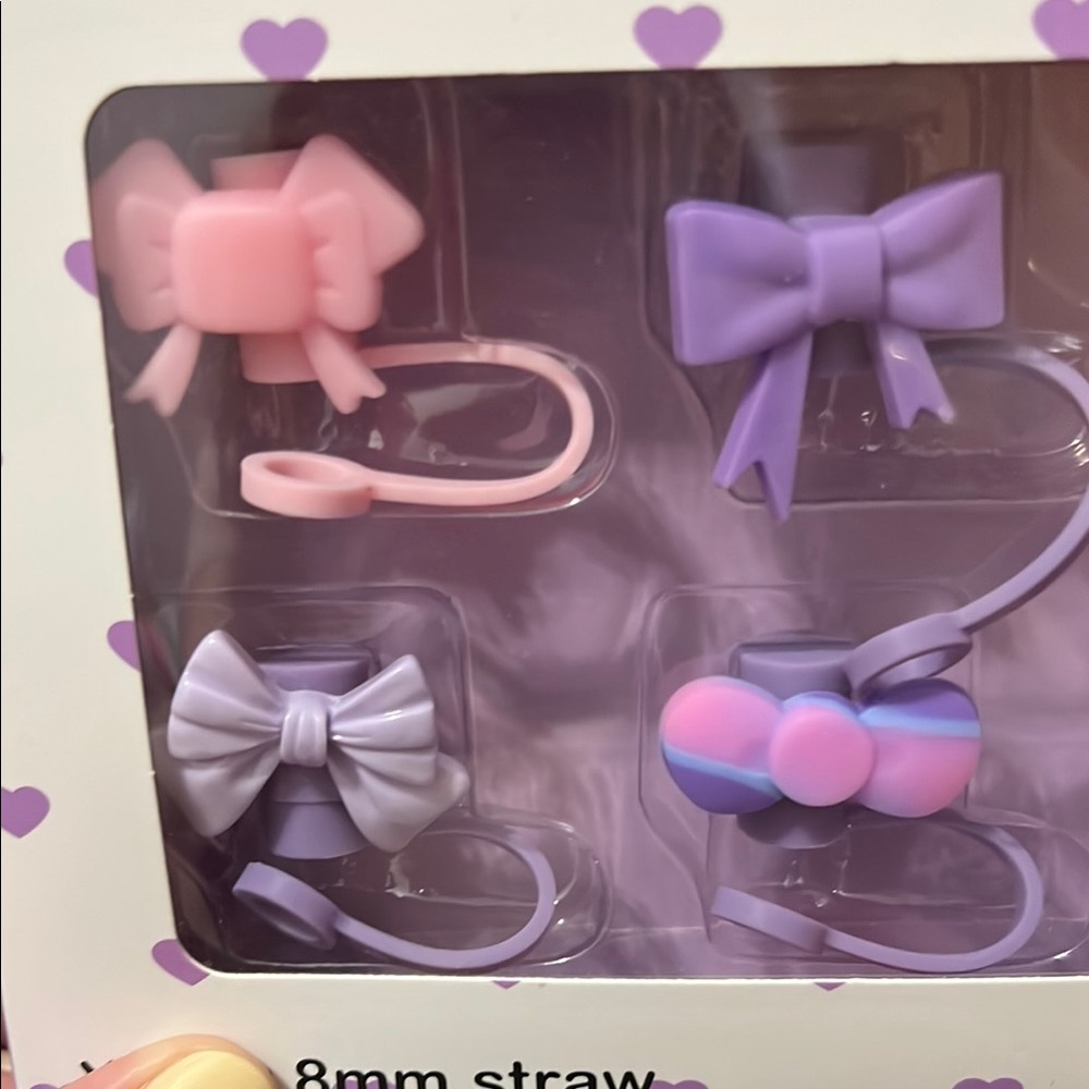Colorful Bow Straw Toppers Set of 6 NWT - Picture 2 of 4